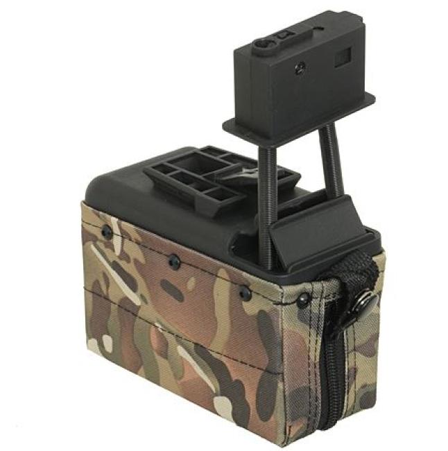 Softair.Zone M249/MK46 1500 Schuss elektrisches Box Mag Camo